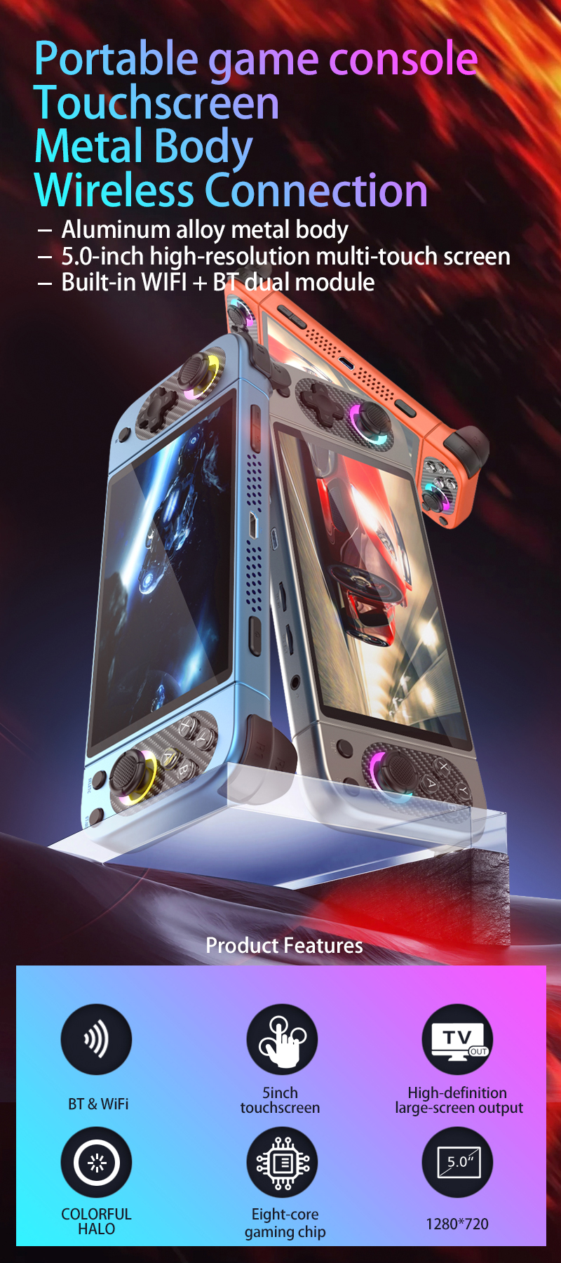 Wholesale D50 Max Android Consoles Handheld Game Console 5 Inch Touch ...